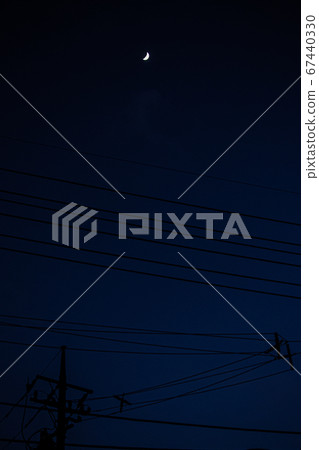 Twilight moon and power lines Twilight moon and power lines 67440330
