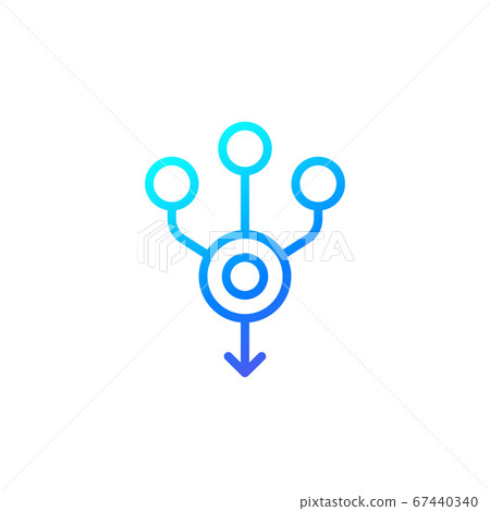 consolidate or merge line icon on white 67440340