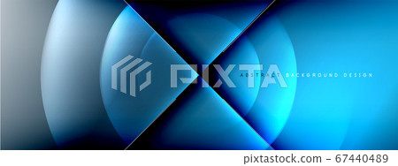 Vector abstract background - circle and cross on fluid gradient with shadows and light effects. Techno or business shiny design templates for text 67440489