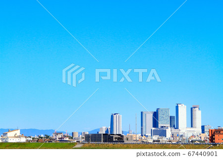 名古屋市的風景，名古屋站前建築物及其周圍 67440901