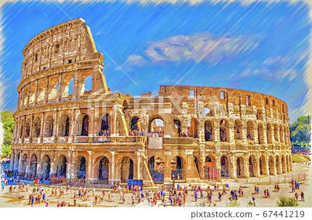 Illustration of beautiful landscape of Colosseum, Rome, Italy Illustration of beautiful landscape of Colosseum, Rome, Italy 67441219