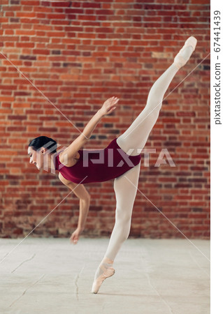 talented ambitious sportswoman executes balance 67441439