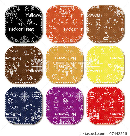 Halloween painted line pattern emblem style rounded square 67442226