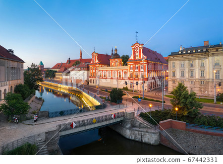 Wroclaw, Poland. Embankment of Odra river near Wroclaw, Poland. Embankment of Odra river near 67442331