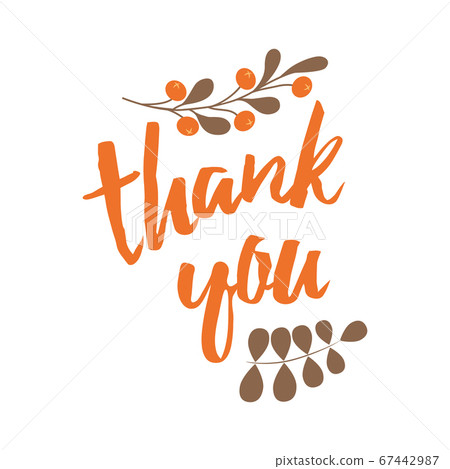 Vector thank you banner decorated black branch decor Hand draw floral ornament background. 67442987
