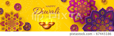 Diwali, festival of lights holiday banner. 67443186