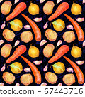 Seamless pattern with vegetables. 67443716