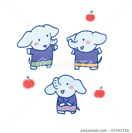 Three elephants watercolor style character illustration Three elephants watercolor style character illustration 67443738