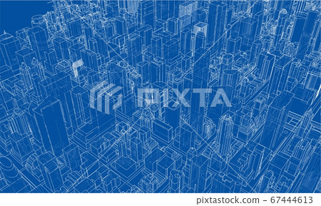 Outline city concept. Wire-frame style Outline city concept. Wire-frame style 67444613