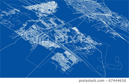 Outline city concept. Wire-frame style Outline city concept. Wire-frame style 67444638