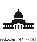 Washington capitol with tall columns black monochrome silhouette isolated. 67444863