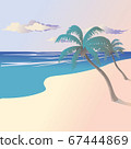 Vector illustration of the landscape of the coast by the sea with palm trees. 67444869