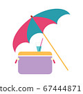 Concept sea vacation, umbrella, refrigerator and cool cocktail vector illustration 67444871