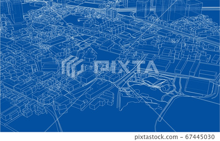 Outline city concept. Wire-frame style Outline city concept. Wire-frame style 67445030