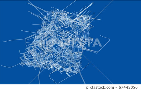 Outline city concept. Wire-frame style 67445056