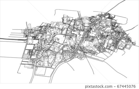 Outline city concept. Wire-frame style Outline city concept. Wire-frame style 67445076