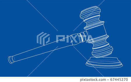 3D outline gavel. 3D illustration 67445270
