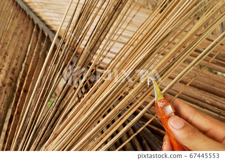 Dried coconut leaves. 67445553