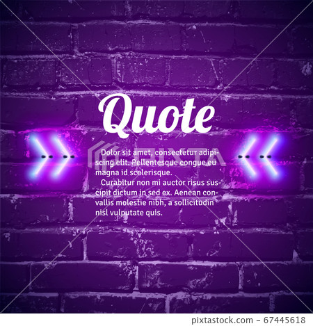 Retro neon glowing quote marks frame on the wall Retro neon glowing quote marks frame on the wall 67445618