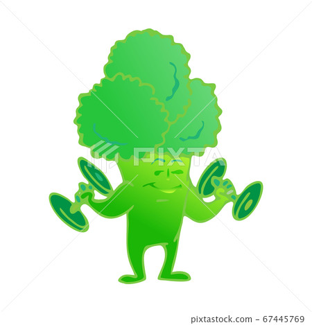 Cute broccoli cartoon character posing and Cute broccoli cartoon character posing and 67445769