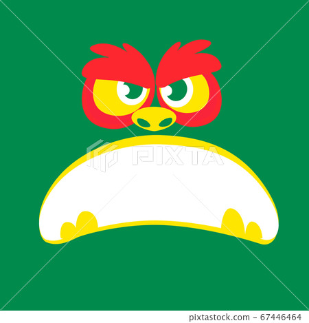Angry cartoon monster face. Vector Halloween monster square avatar. Angry cartoon monster face. Vector Halloween monster square avatar. 67446464
