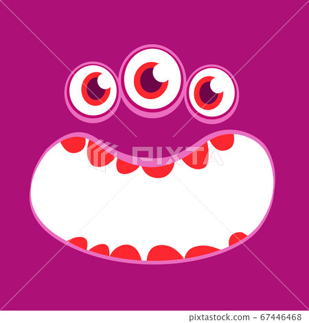 Angry cartoon monster face. Vector Halloween monster square avatar. Angry cartoon monster face. Vector Halloween monster square avatar. 67446468