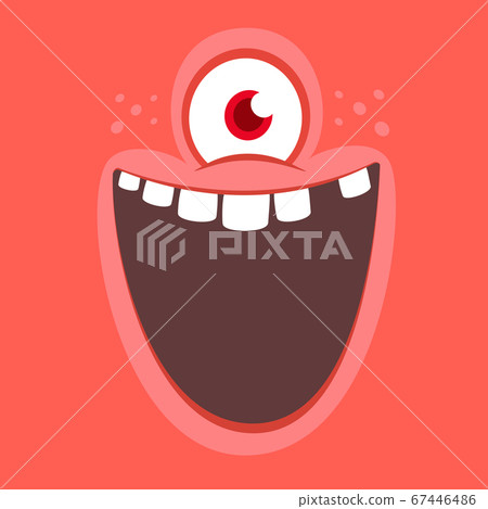 Funny cartoon alien face cyclops with one eye. - Stock Illustration  [67446486] - PIXTA