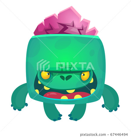 Angry tiny cartoon zombie character . Vector Halloween illustration Angry tiny cartoon zombie character . Vector Halloween illustration 67446494