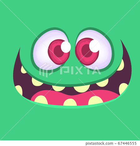 Cool cartoon monster face. Halloween vector illustration 67446555