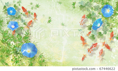 Image of summer when goldfish swim and blue morning glory blooms 67446622