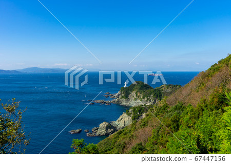 Cape Sada Lighthouse seen from Mizujiri Observatory Cape Sada Lighthouse seen from Mizujiri Observatory 67447156