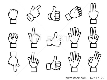 Hand illustration set monochrome 67447172