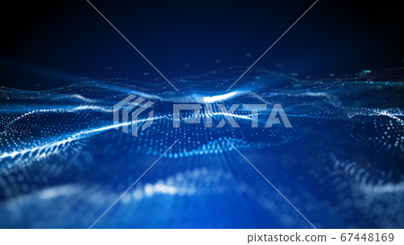 Waves of digital data of economy and technology expressed by dots and lines 67448169