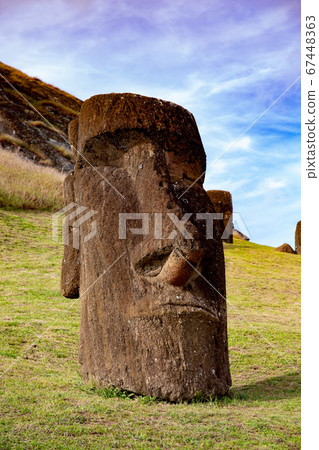 Stone statues Moai on Easter Island Rapa Nui Stone statues Moai on Easter Island Rapa Nui 67448363