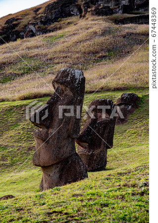 Stone statues Moai on Easter Island Rapa Nui Stone statues Moai on Easter Island Rapa Nui 67448369