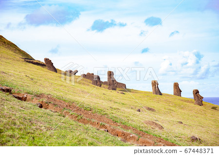Stone statues Moai on Easter Island Rapa Nui Stone statues Moai on Easter Island Rapa Nui 67448371
