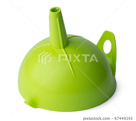 New plastic kitchen funnel isolated on white New plastic kitchen funnel isolated on white 67449191