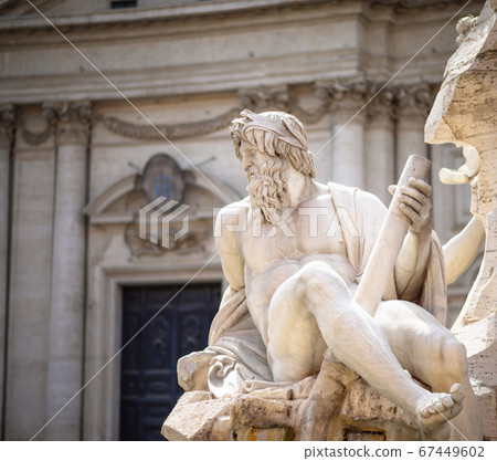Statue of Zeus in Fountain, Piazza Navona, Rome, Statue of Zeus in Fountain, Piazza Navona, Rome, 67449602