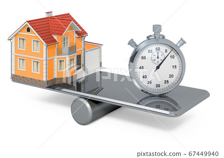 House and Stopwatch, Balance concept. 3D rendering House and Stopwatch, Balance concept. 3D rendering 67449940