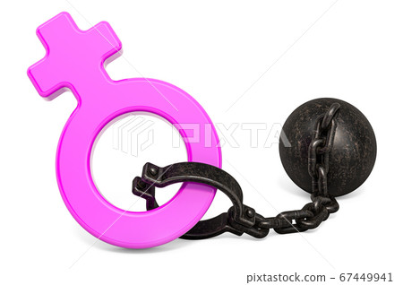 Female gender symbol with prison shackle Female gender symbol with prison shackle 67449941