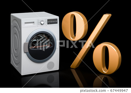 Clothes dryer with golden percent symbol Clothes dryer with golden percent symbol 67449947