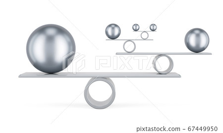 Balance concept with steel spheres, 3D rendering Balance concept with steel spheres, 3D rendering 67449950