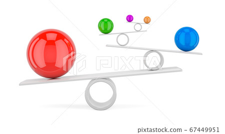 Balance concept with colored spheres, 3D rendering Balance concept with colored spheres, 3D rendering 67449951