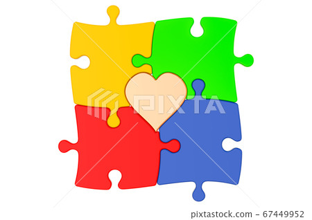 Autism Awareness Day concept, colored puzzle 67449952