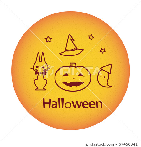 萬聖節圓形線條畫材料傑克·奧蘭特黑貓鬧鬼 萬聖節圓形線條畫材料傑克·奧蘭特黑貓鬧鬼 67450341