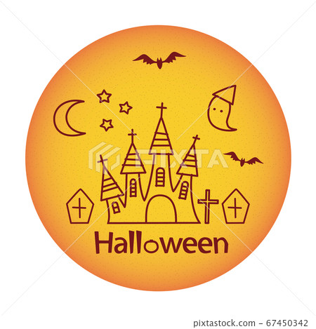 Halloween line drawing material haunted house 67450342