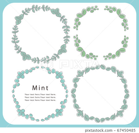 一組使用薄荷的鏡框材料。矢量圖像。 67450485