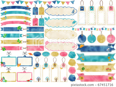 夏天框架設置水彩風格無文字 67451716