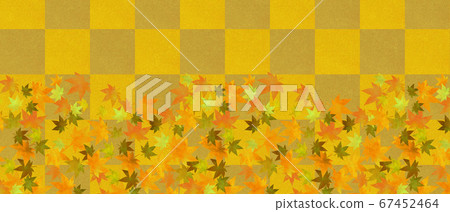 Checkered pattern and autumn leaves background material Checkered pattern and autumn leaves background material 67452464