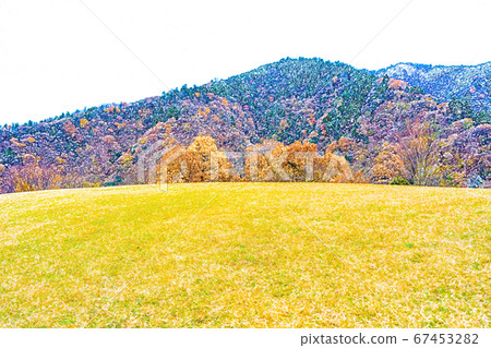 [Autumn leaves] Lawn open space [Colored pencils] 67453282